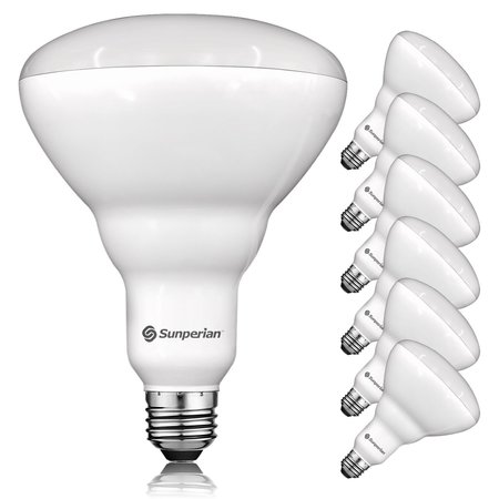 SUNPERIAN BR40 LED Flood Light Bulbs 13W (85W Equivalent) 1400LM Dimmable E26 Base 6-Pack SP34024-6PK